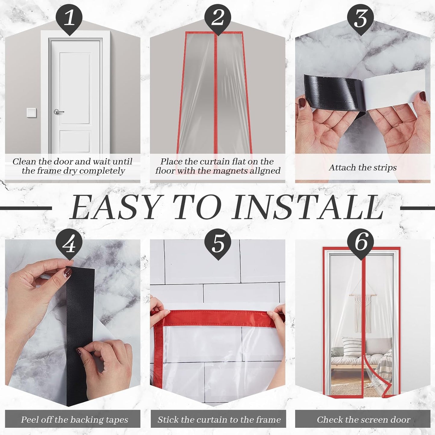 Amylove Zipper 60 x 102 Inch Dust Barrier Kit Red Edged Temporary Construction Door Barrier 5 x 8.5 ft Reusable Plastic Curtain Cover Containment Doorway Wall Screen Sheeting for Bathroom Hallway