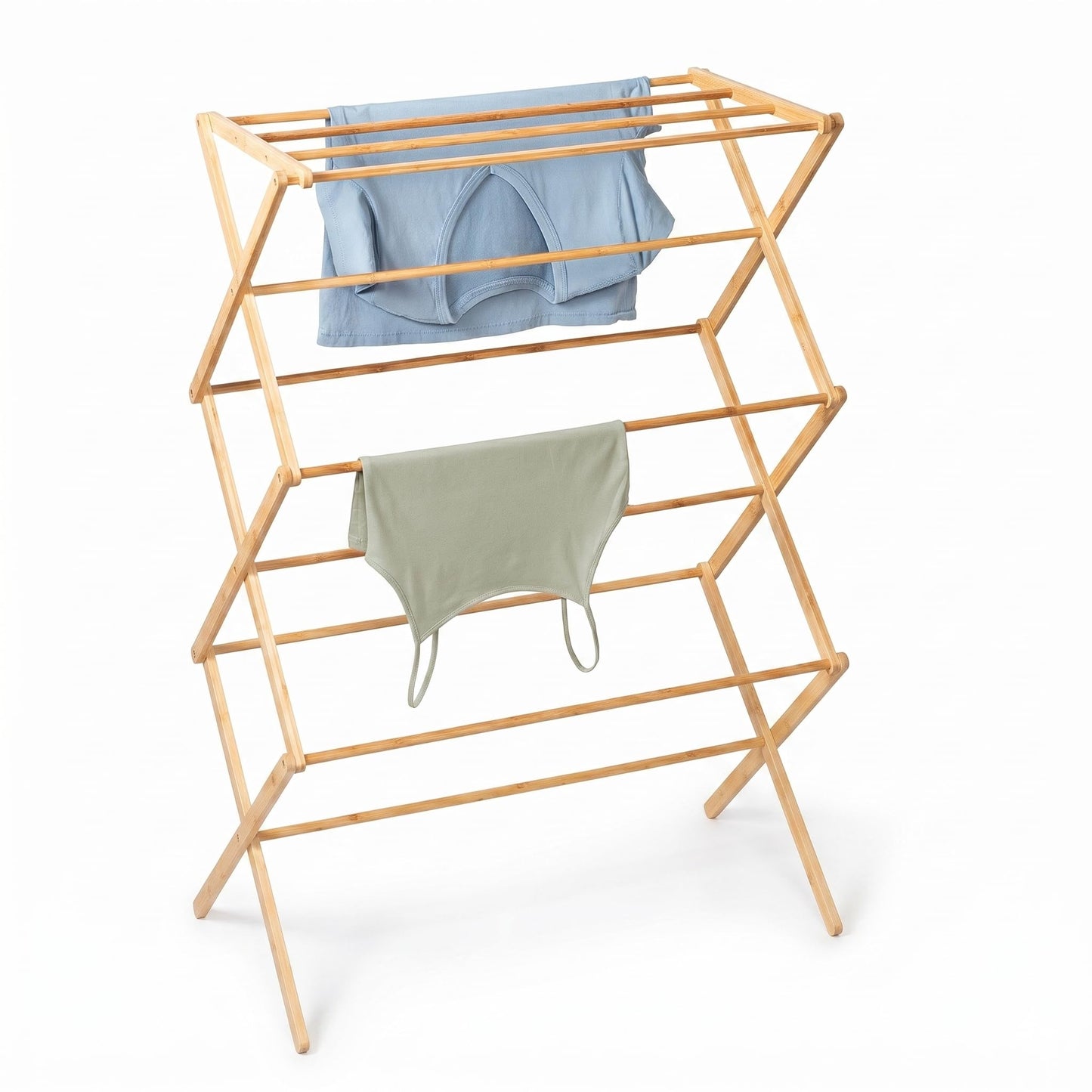 Honey-Can-Do Collapsible Bamboo Drying Rack – Sturdy & Foldable Laundry Drying Rack, Space-Saving &