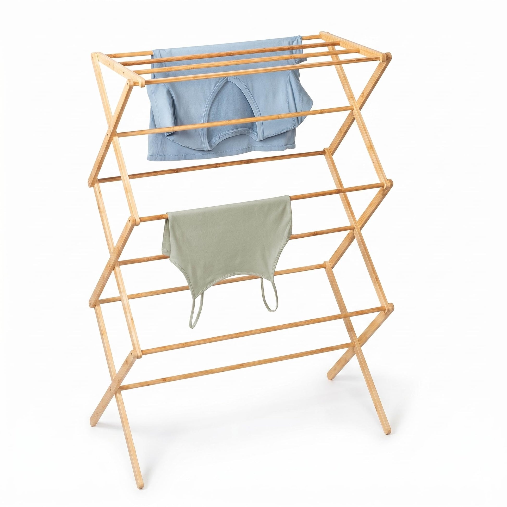 Honey-Can-Do Collapsible Bamboo Drying Rack – Sturdy & Foldable Laundry Drying Rack, Space-Saving &
