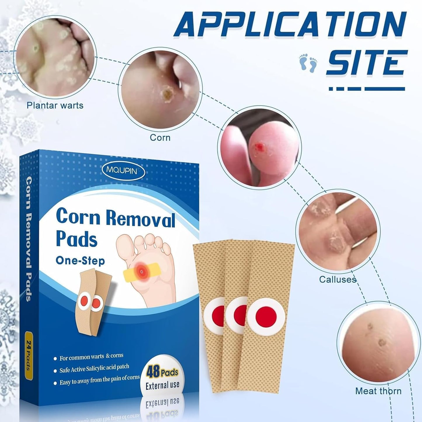 48 Count Corn Removal Pads for Feet and Toe, Corn Feet Remover for Extra Strength, Callous Remover