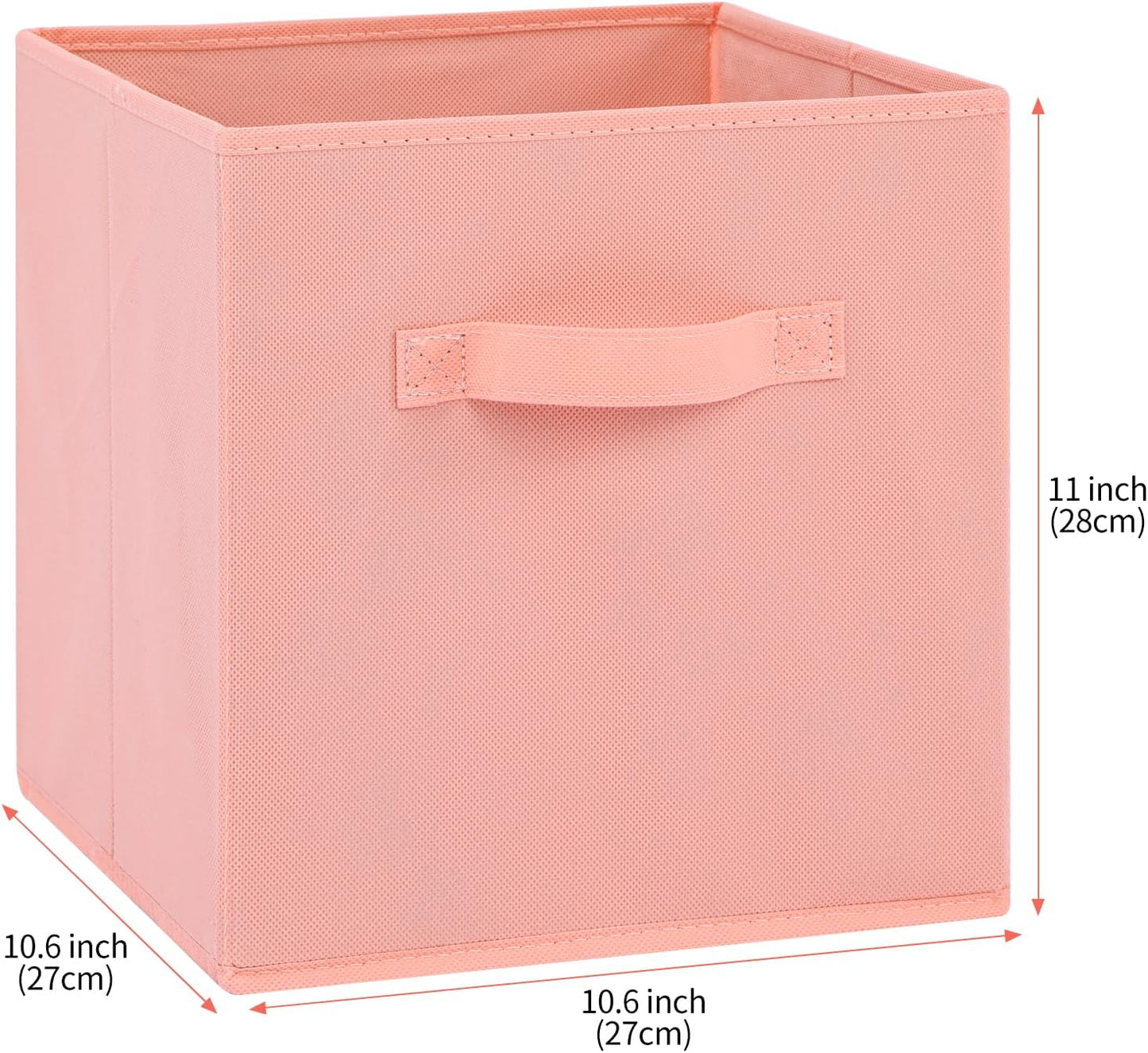 Stero Fabric Storage Bins 6 Pack Fun Colored Durable Storage Cubes with Handles Foldable Cube Baskets for Home, Kids Room, Closet and Toys Organization Peachpuff