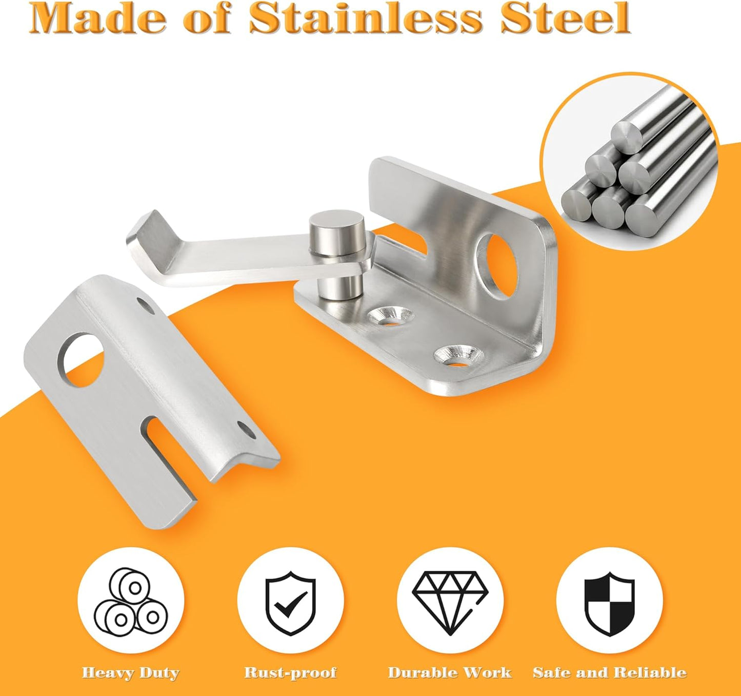 Alise Flip Latch Gate Latch,Shed Door Latch Barn Door Lock Shed Lock Shed Latch,Brushed Stainless Steel Locking Latches for Shed Barn Fence Chicken Dog Cage Window Cabinet Backyard Garage,L-Size