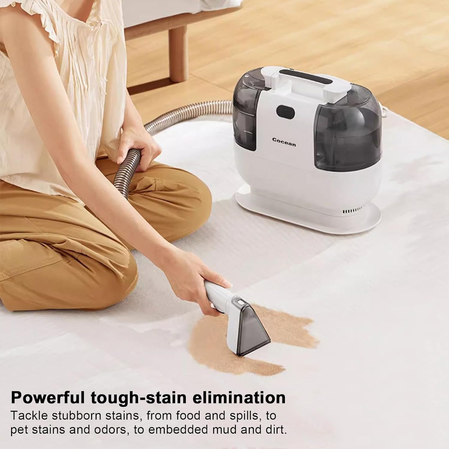 COCEAN Multi-Purpose Portable Carpet and Upholstery Cleaner, Carpet Cleaner Machine Powerful Suction Spot Cleaning, Deep Stain Cleaning for Carpet, Car Seats, Pets, Couches, with BrushHead