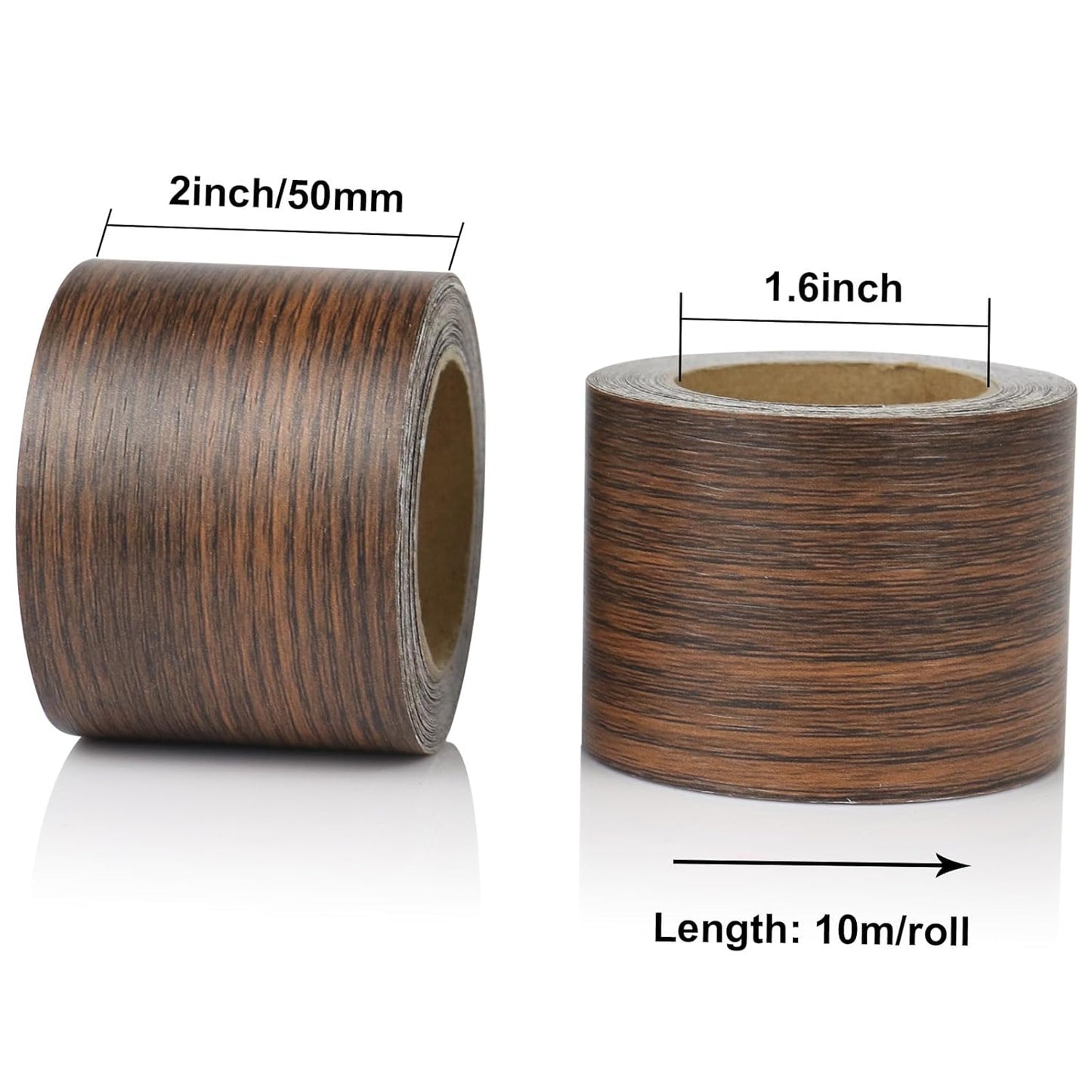 BOMEI PACK Wood Grain Repair Tape,Self Adhesive Repair Patch for Furniture, Floors, Cabinets, Windows, Doors, RV, Home Decor and DIY Projects (2, Walnut)
