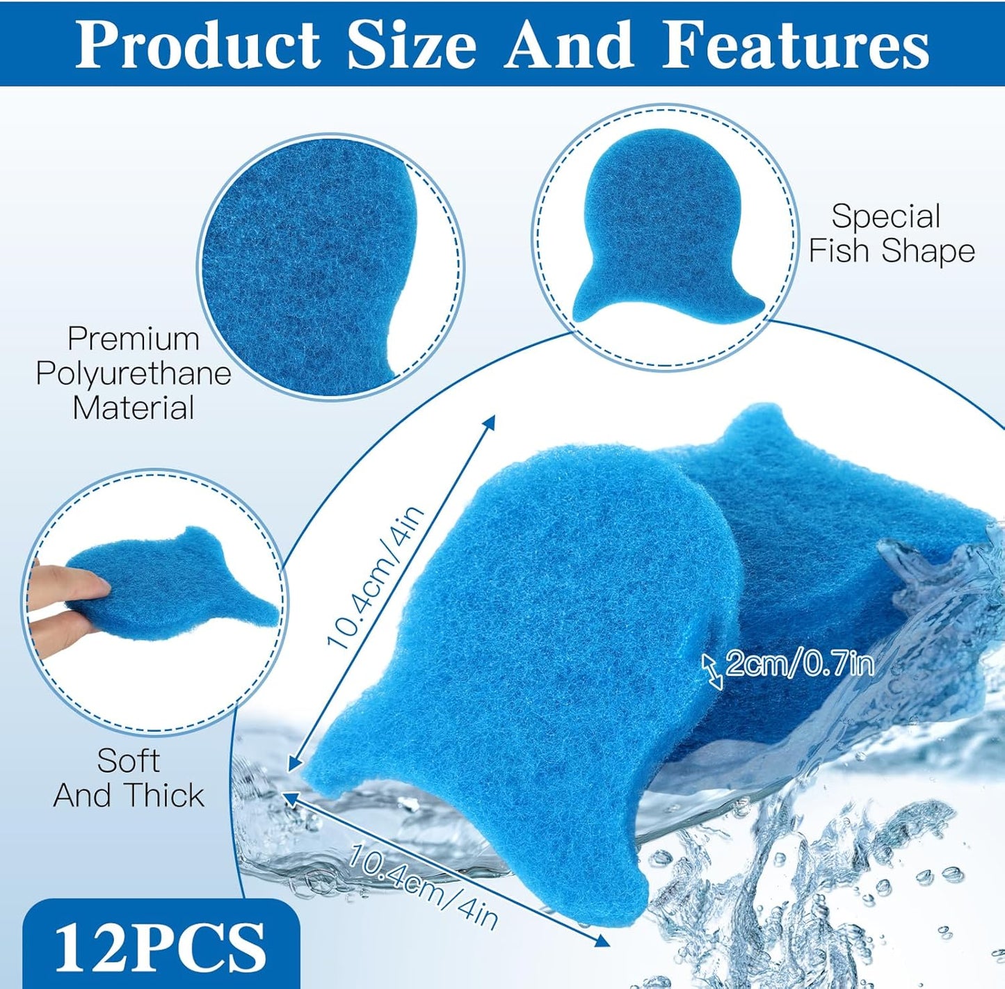 12PCS Pet Hair Remover for Laundry, Reusable Laundry Pet Hair Catcher, Soft Fish Shape Pets Hairs & Lint Catcher for Washing Machine, Dryer, Washer, Bedding, Clothes (Blue)