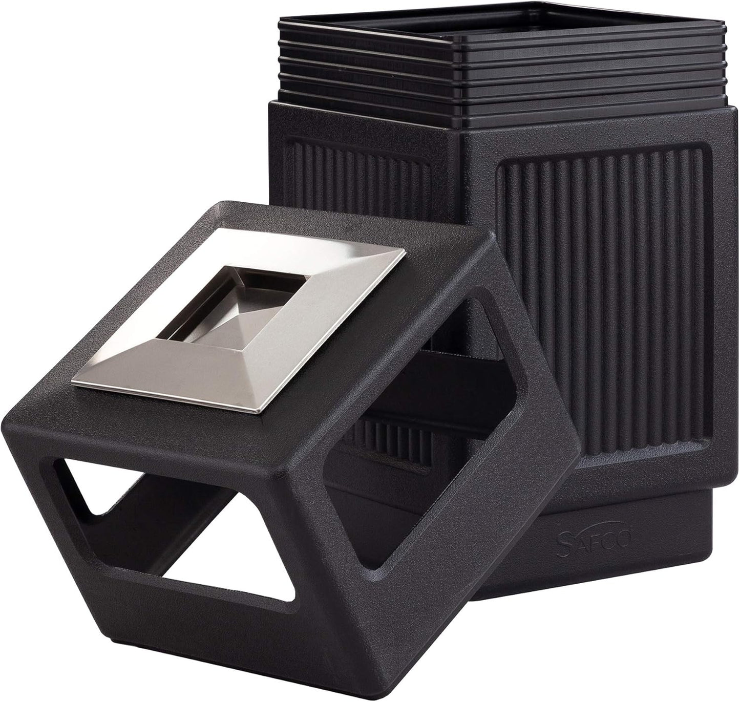 Safco Canmeleon Trash Can, 38 Gallons, Indoor and Outdoor Use, Durable & Weather-Resistant Commercial Garbage Can with Ashtray, Black