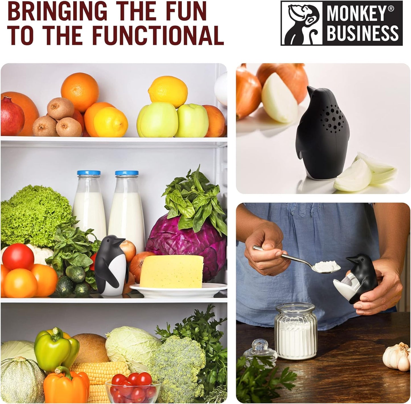 Monkey Business Chill Bill Refrigerator Deodorizer, Baking Soda Container, Baking Soda Fridge, Baking Soda Fridge Deodorizer, Cute Gifts, Kitchen Gadgets