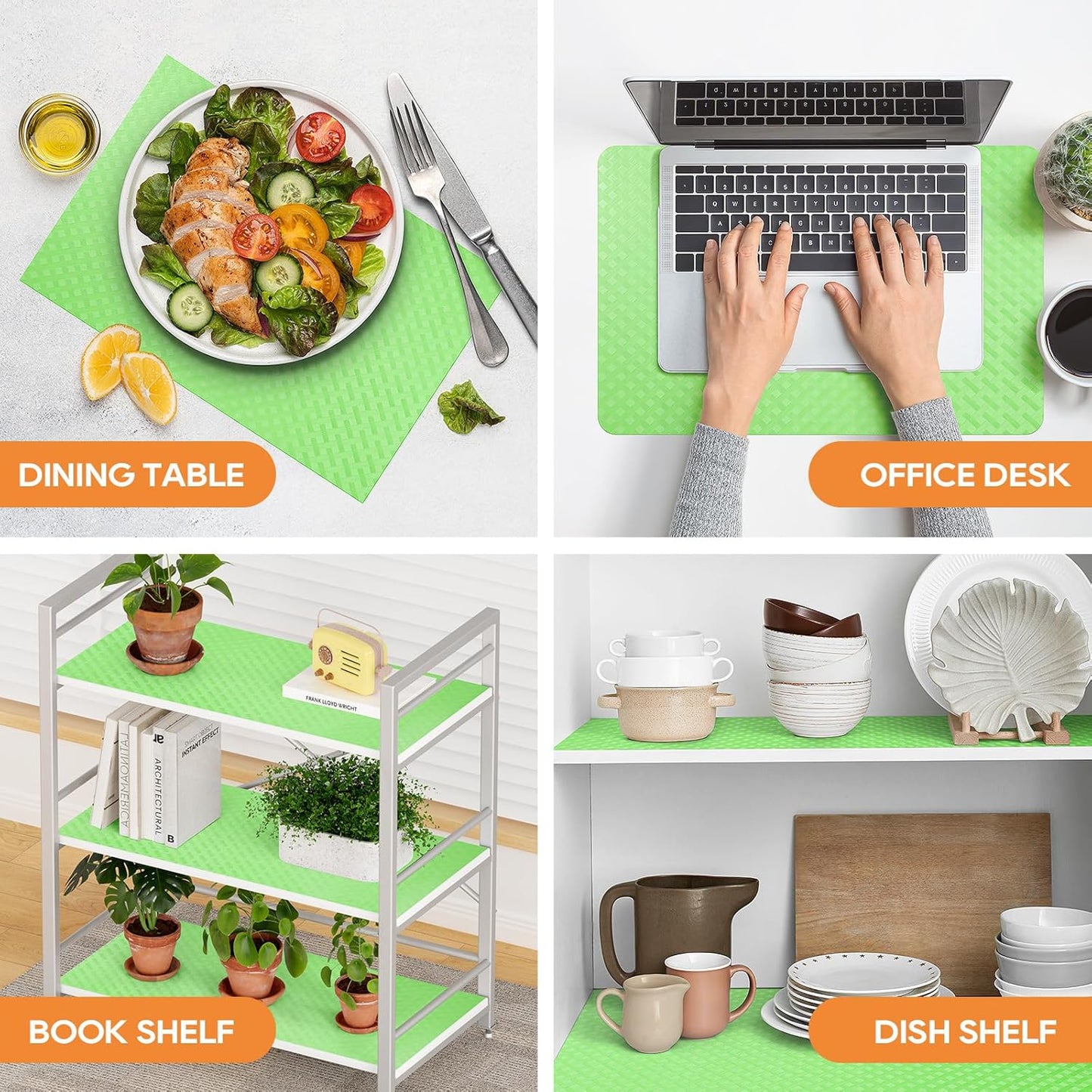 Green Fridge Liner Shelf Liners for Kitchen Cabinet Refrigerator Liners Waterproof & Oil-Proof Kitchen Cupboard Liner Non Adhesive Drawer Mats EVA Material for Shelves 11.8 x 236.2 Inches