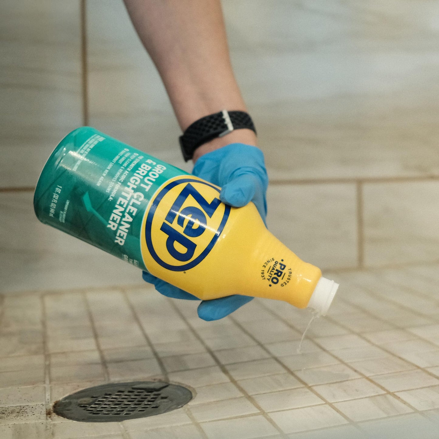 Zep Grout Cleaner and Brightener - 32 Ounce (1 Bottle) - ZU104632 - Deep Cleaning Formula Removes
