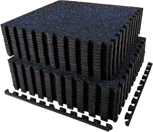 AIRHOP 0.56in Thick 96 Sq Ft Exercise Equipment Mats, 24Tiles Upgraded Rubber Top with High Density