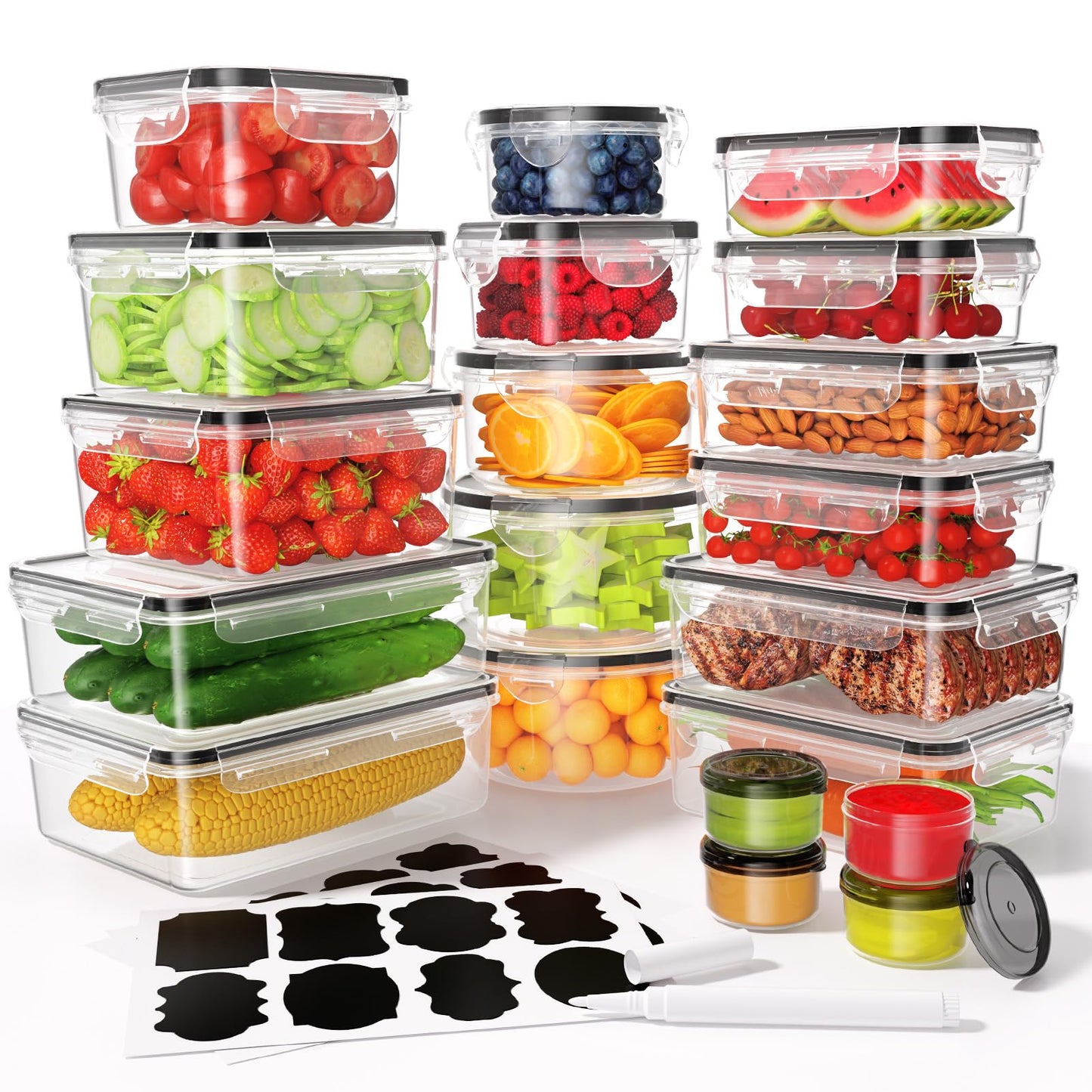 KEMETHY Large 40 Piece Food Storage Containers with Airtight Lids, BPA-free