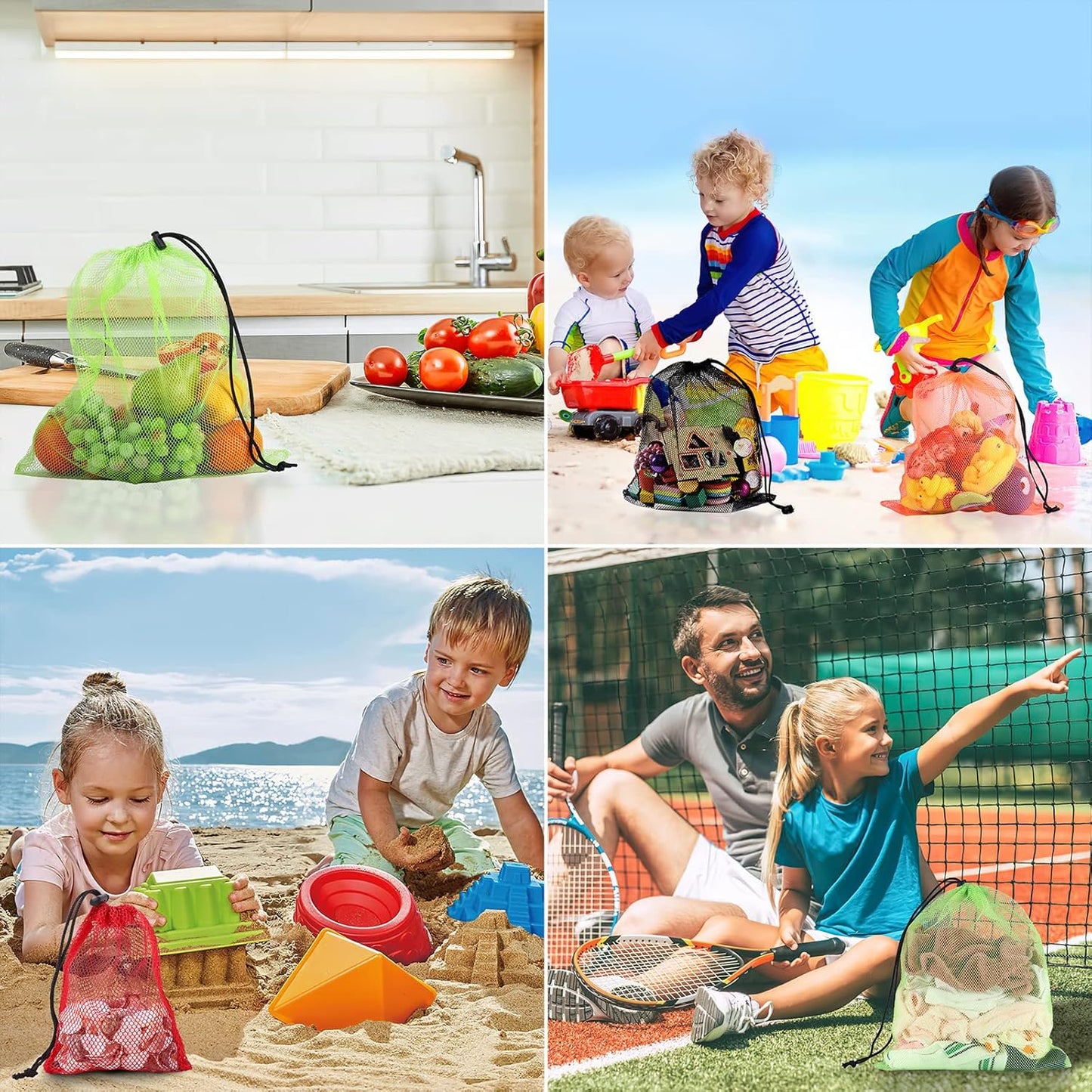 12Pcs Mesh Laundry Drawstring Bag,Nylon Drawstring Gym Bag with Cord Lock Closure 18"X24"