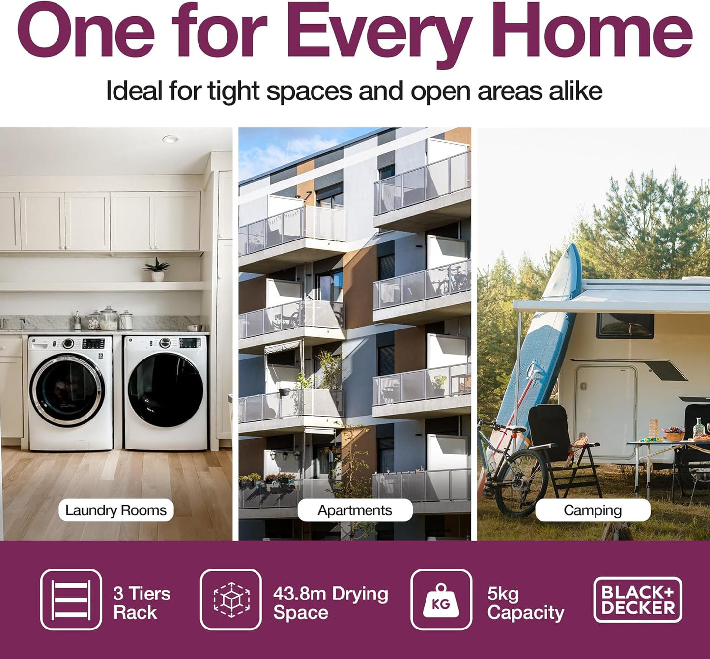 BLACK+DECKER Over The Door Expandable Telescopic Drying Rack, Clothes Organizer, Towel Hanger, Laundry, Collapsible, Silver