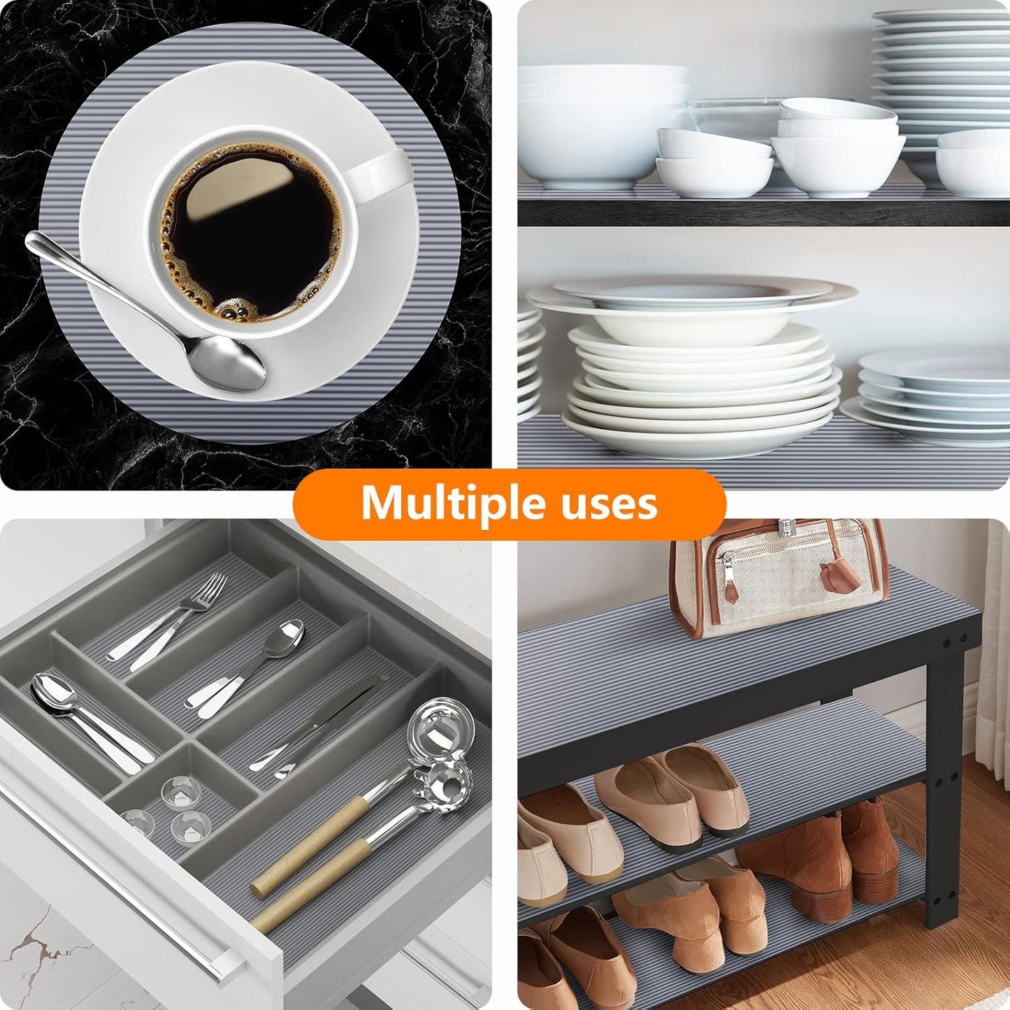 Shelf Liners for Kitchen Cabinets Non Adhesive Drawer Liner EVA Material Cupboard Mat Waterproof Refrigerator Mats Washable Fridge Liner for Cupboard and Desks Clear Shelf Liner 17.3 x 236.2 Inches