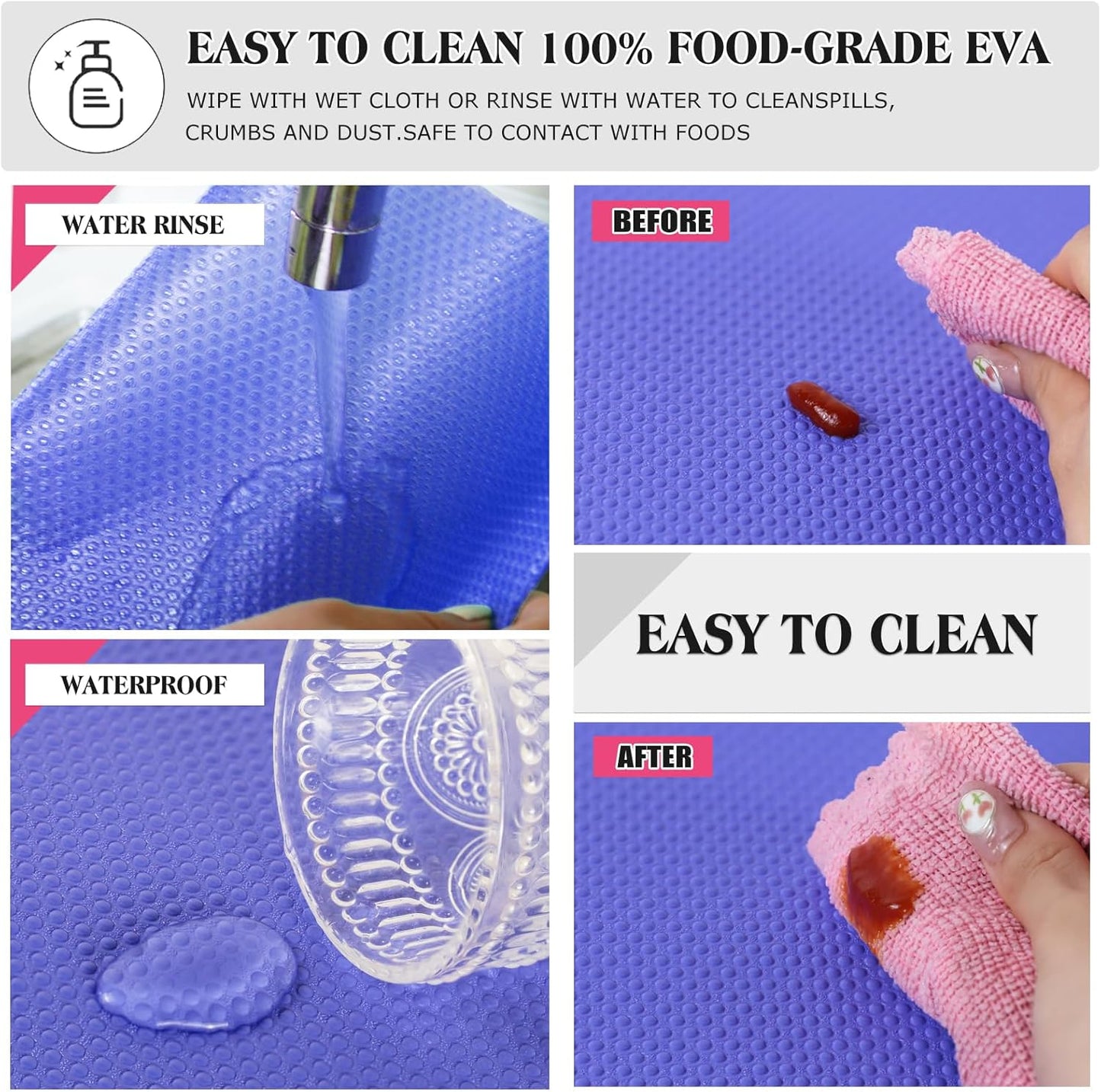 Daixer 20Pcs Refrigerator Liners, Washable Fridge Liner Shelf Mats Refrigerator Pads for Cupboard Cabinet Drawer Home Kitchen Accessories Organization (Purple)