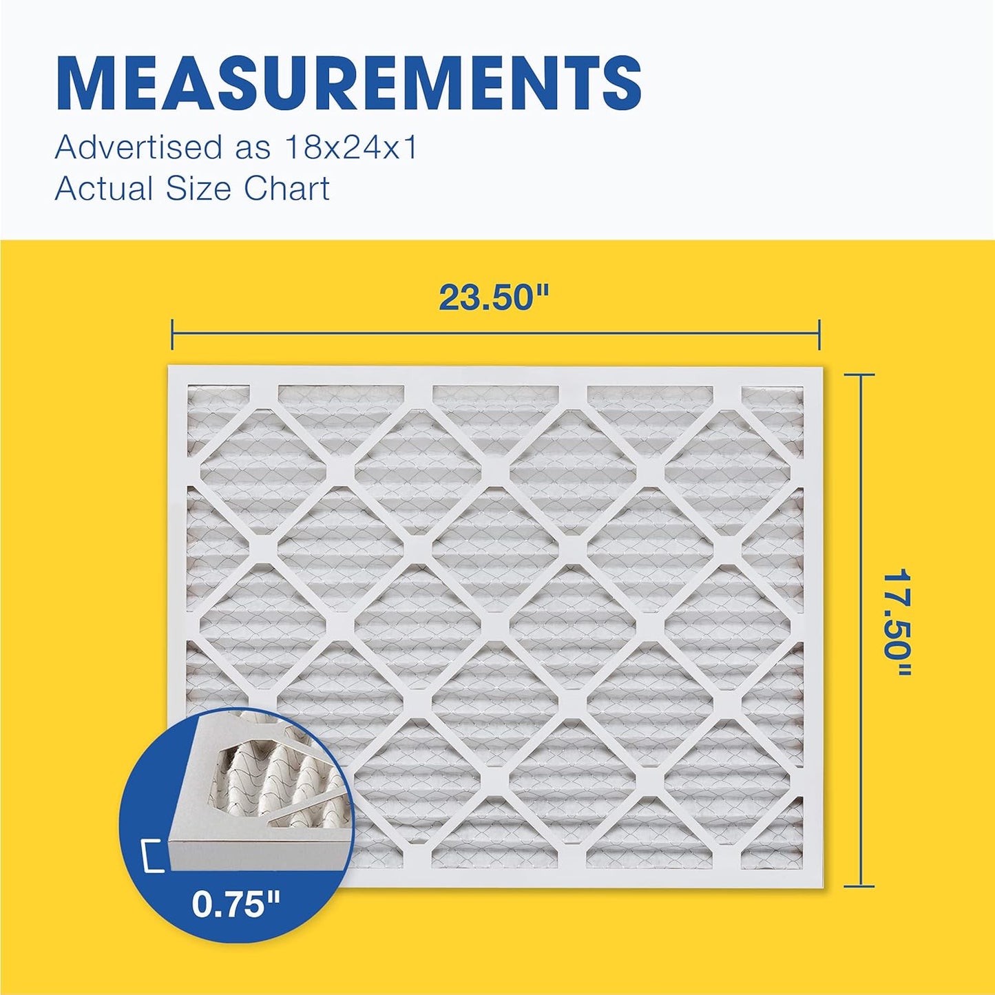 Aerostar 18x24x1 MERV 11 Pleated Air Filter, AC Furnace Air Filter, 6 Pack (Actual Size: 17 1/2" x 23 1/2" x 3/4")