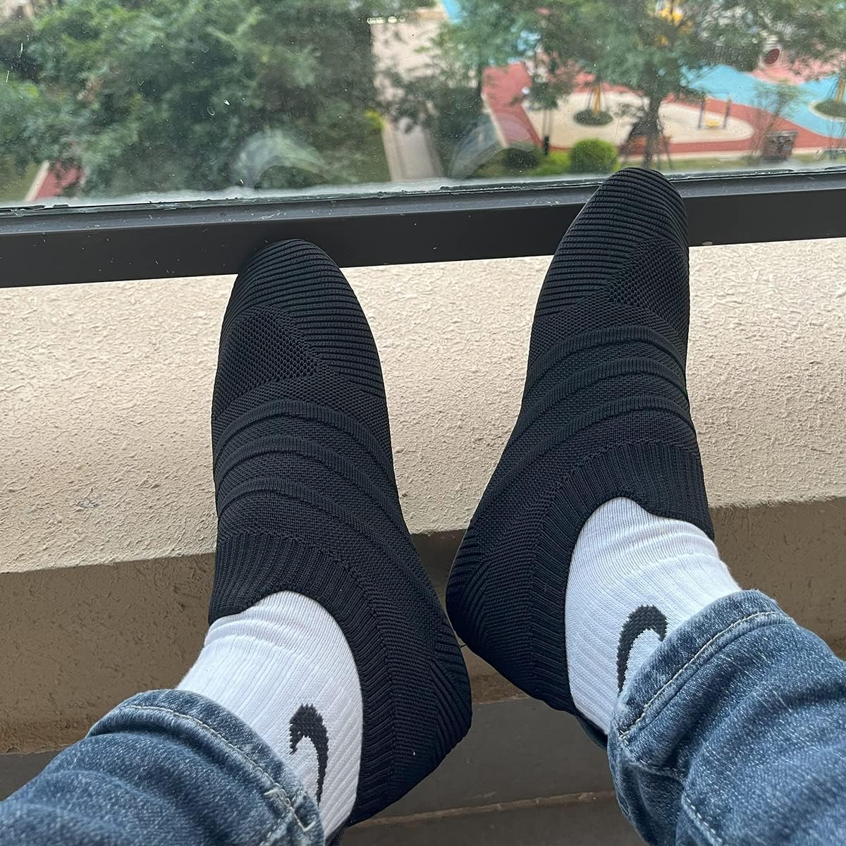 QZKDM Lightweight Slip on Grip Indoor House Slippers Barefoot Non Slip Home Exercise Yoga Shoes for Men Women