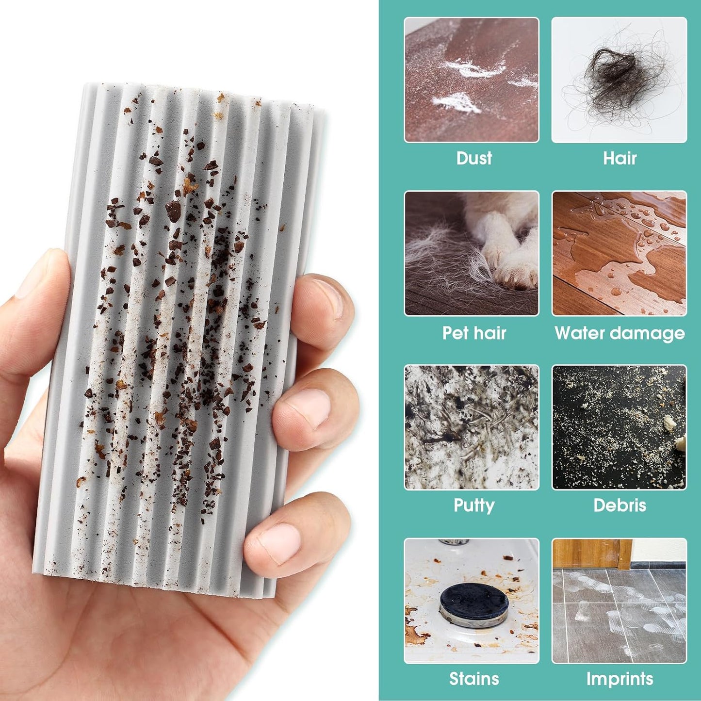 8 Pack Damp Dusting Sponge Duster, Grey Dust Cleaning Sponge, Reusable Household Cleaning Sponge Tool for Blinds, floorboards, Fan Blades, Vents, Glass, Railings, Mirrors