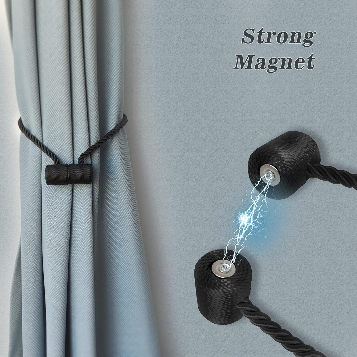 Hion Magnetic Curtain Tiebacks Golden 4 Pack, Curtain Tiebacks Buckles Holdbacks Holders Hooks Clip for Home Bedroom Office Decorative Thick or Thin Curtain