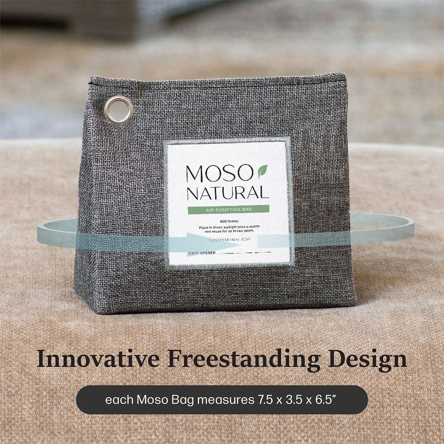 Moso Natural Air Purifying Bag 600g (21oz) Premium Bamboo Charcoal Odor Absorber | Room Deodorizer for Large Spaces, Bedroom, Kitchen, Basement | Pet Odor Eliminator for Home | Unscented (5 Pack)