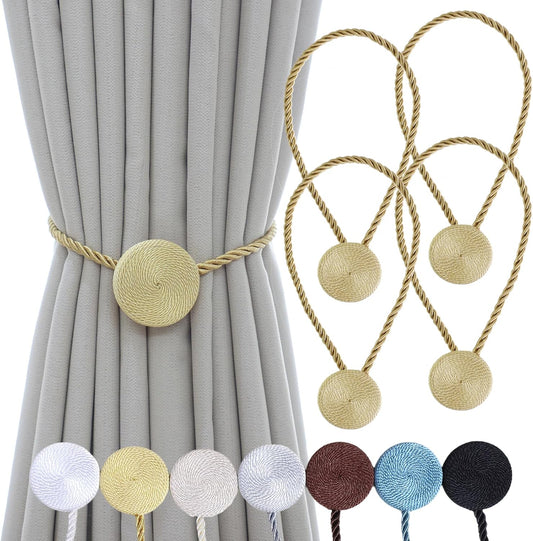 Magnetic Curtain Tiebacks - 12mm Magnetic Tie Backs for Curtains, Heavy Duty No Drill Curtain