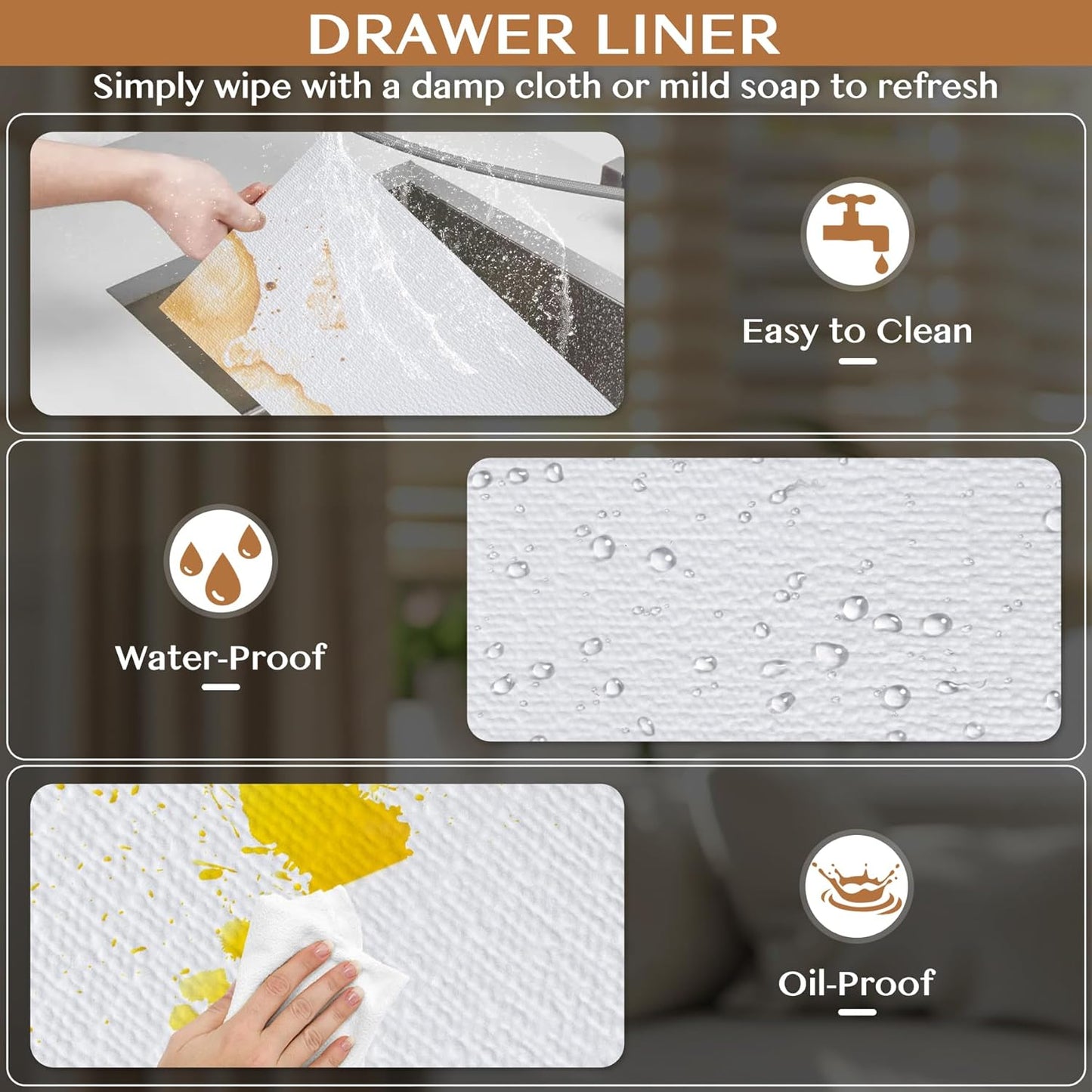 Non-Adhesive Shelf and Drawer Liner for Kitchen Cabinets, 12 in x 20FT Strong Non-Slip Cabinet Liners for Shelves, Refrigerator, Pantry Storage, Bathroom Closet, Easy to Clean & Cut, White