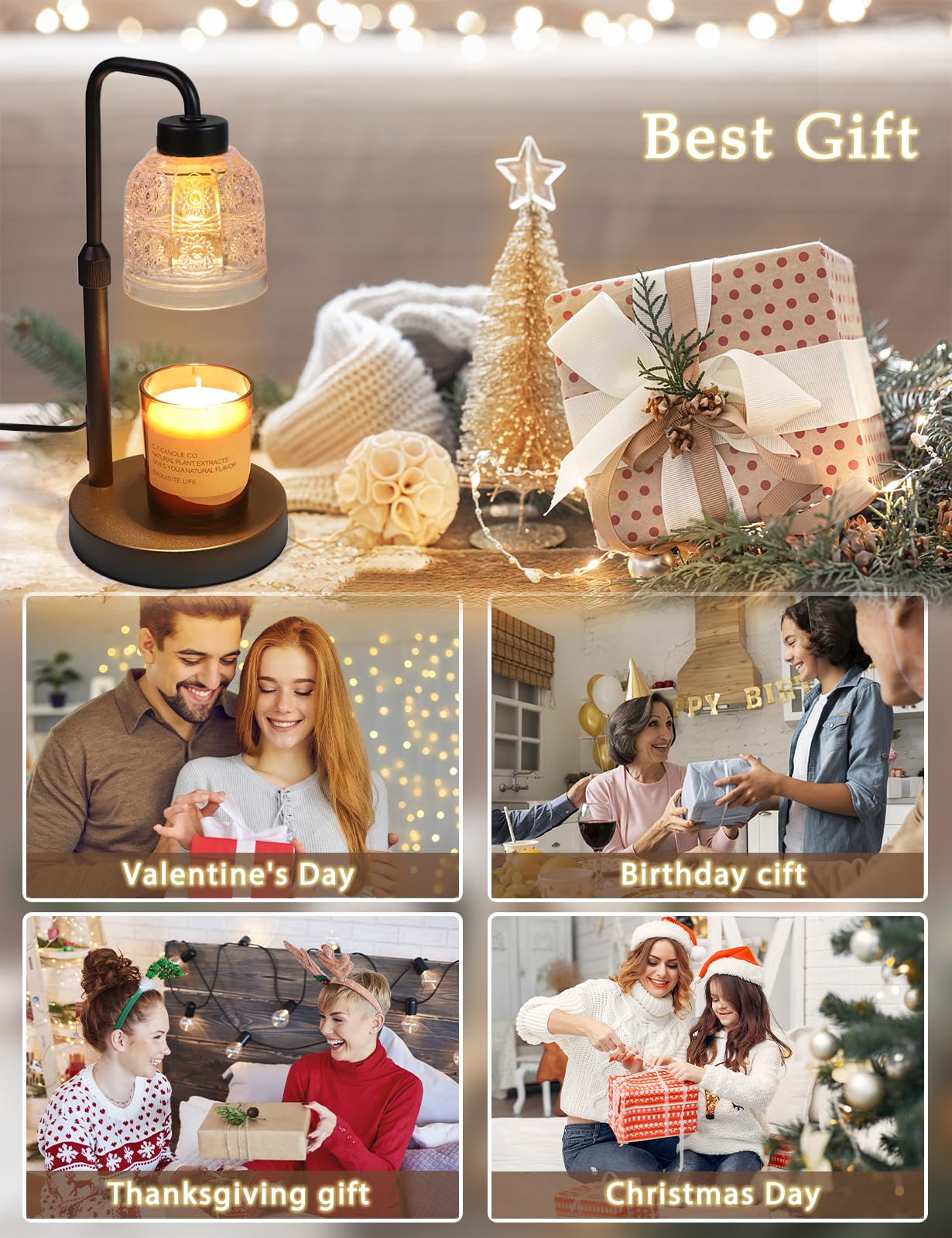 Candle Warmer Lamp with Timer Dimmable, Adjustable Lamp Candle Warmer, Birthday Gifts for Women