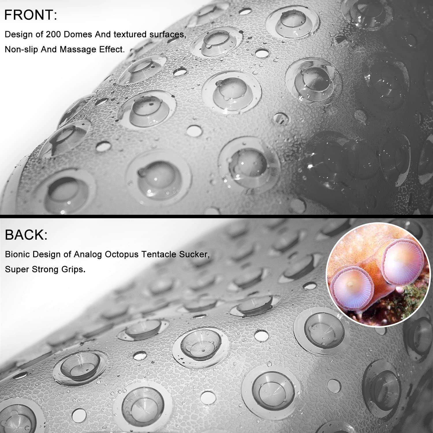 TEESHLY Bathtub Mats for Shower Tub, Extra Long Non-Slip 39 x 16 Inch Bath Mat with Drain Holes and