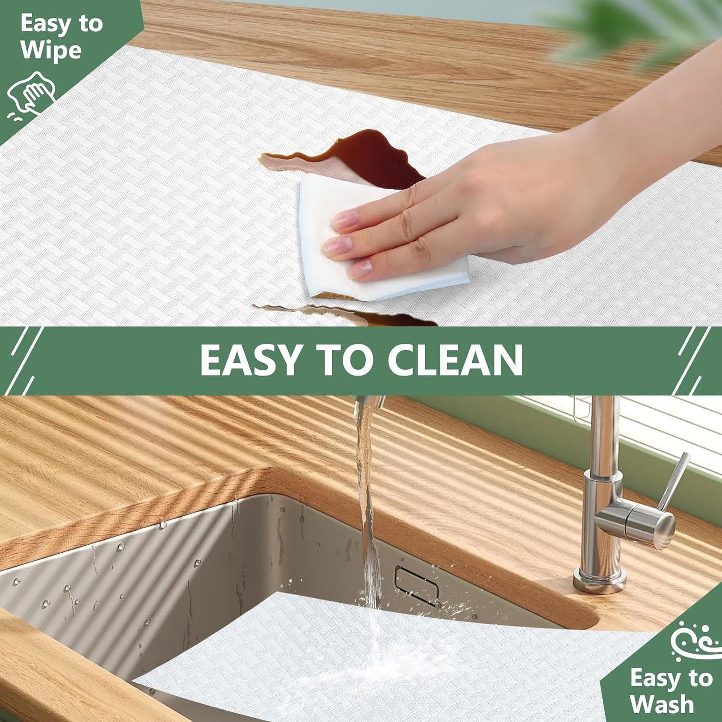 Shelf Liners, Non-Adhesive Drawer Liner, Waterproof & Oil-Proof Kitchen Cabinet Cupboard Liner Plastic EVA Material BPA Free Fridge Liner Mats Paper Protector for Shelves (White/24in x 240in)