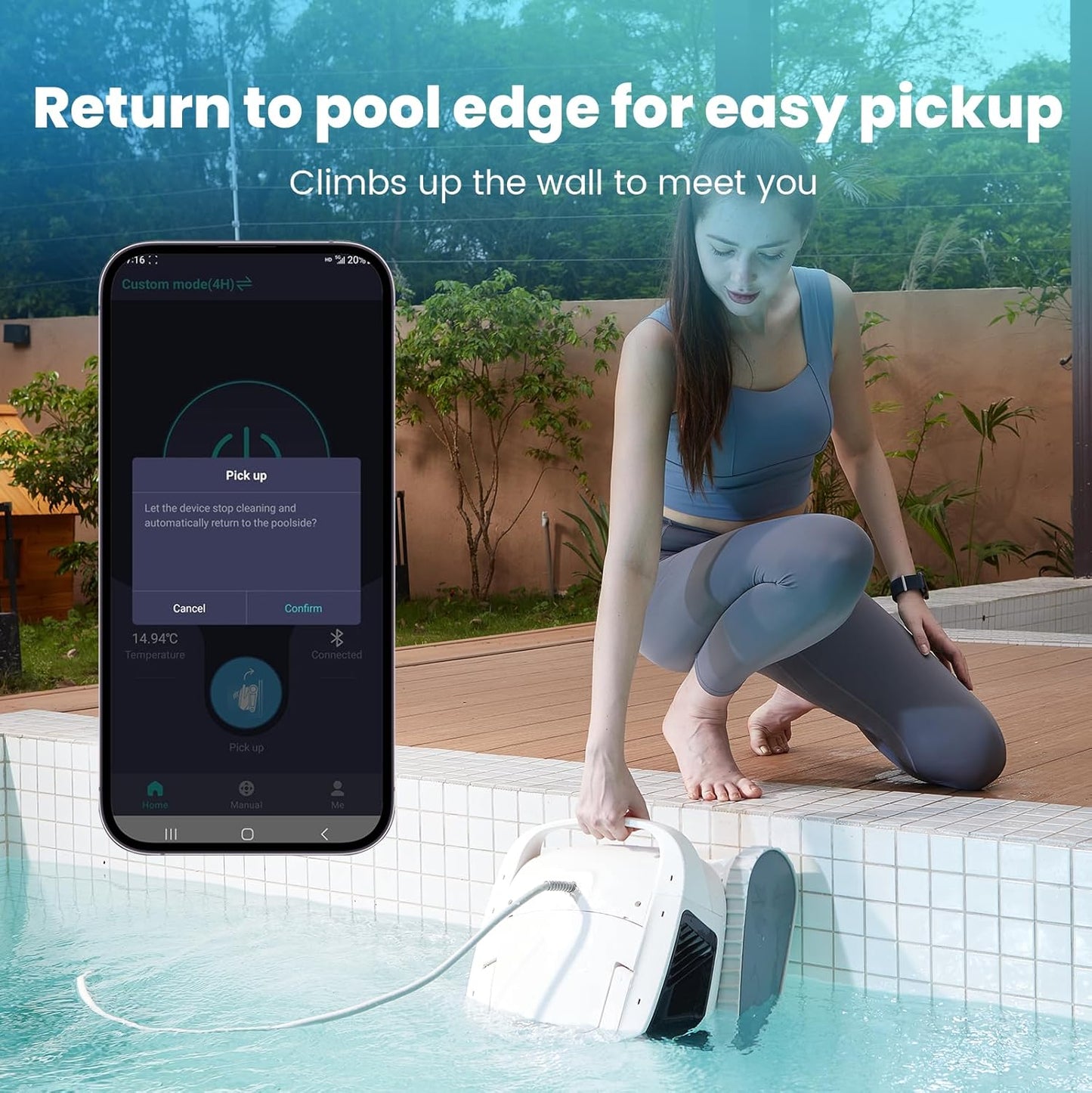 Poolmate Hydro 4 Cordless Robotic Pool Cleaner, Pool Cleaners for Inground Pools with APP Control, 4.1L Filter Basket, 210 Mins Runtime Pool Robot Vacuum Ideal for Aboveground Pools Up to 1614 sq.ft