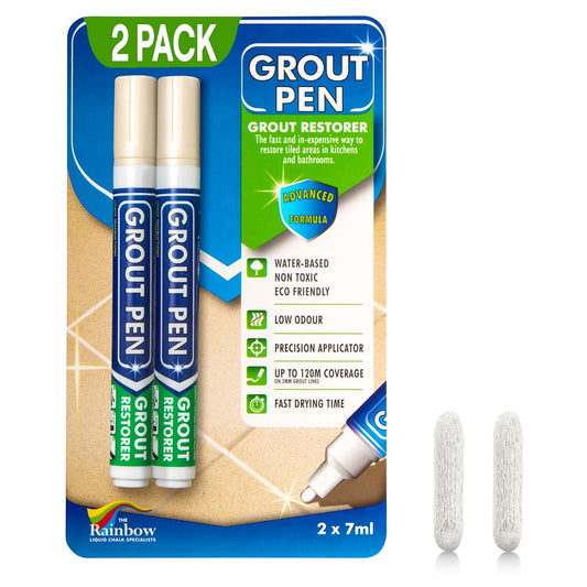 Grout Pen Cream Tile Paint Marker: Waterproof Grout Paint, Tile Grout Colorant and Sealer Pen