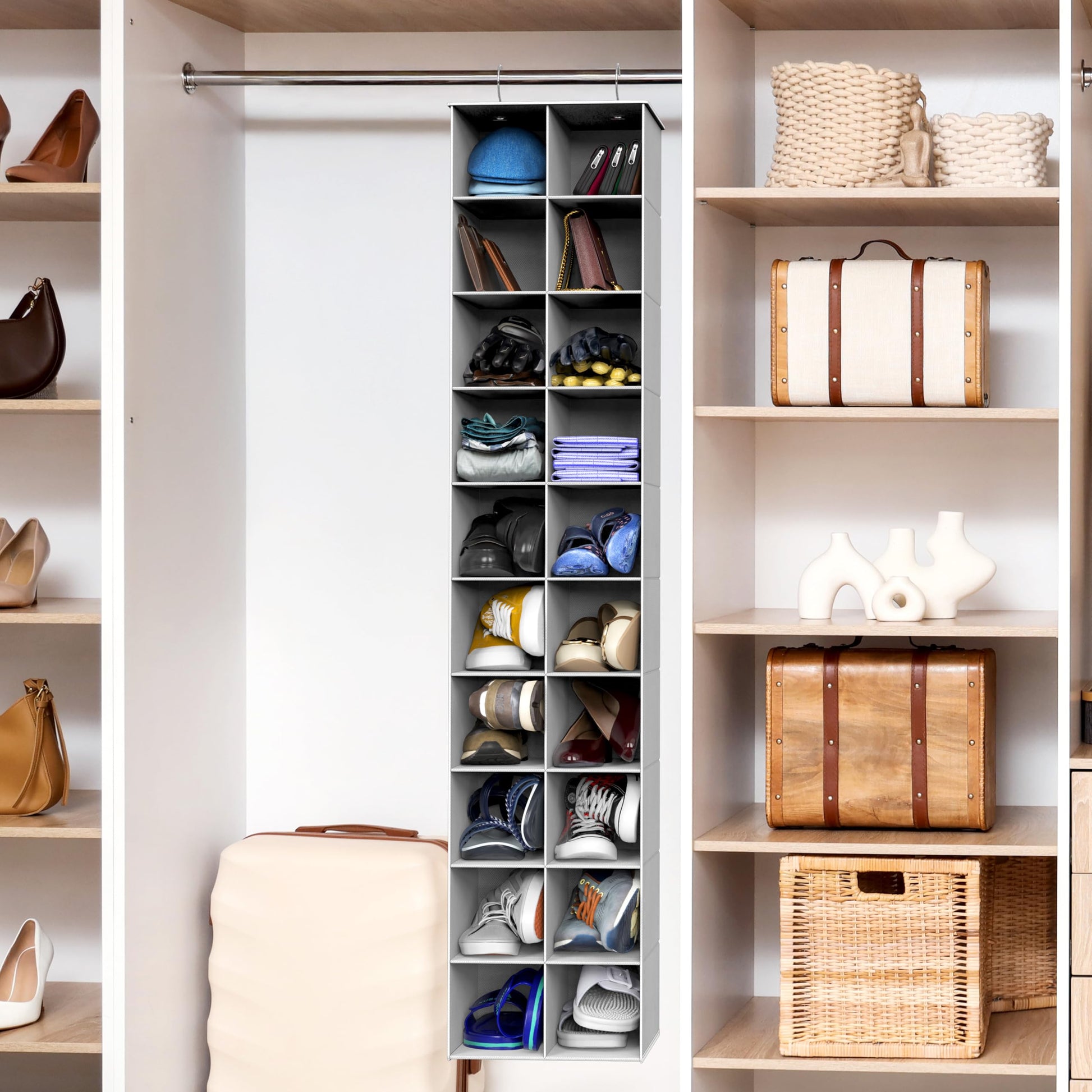 Simple Houseware 20 Section Shelves Hanging Shoes Organizer, Gray