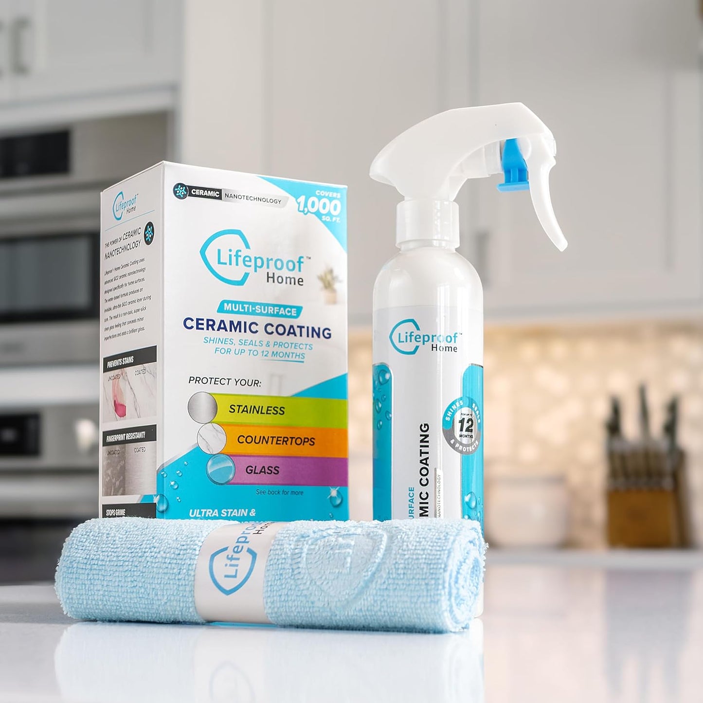 Lifeproof Ceramic Coating Spray Kit - Shine, Seal & Protect Kitchen & Bath Surfaces, Repels Stains & Grime