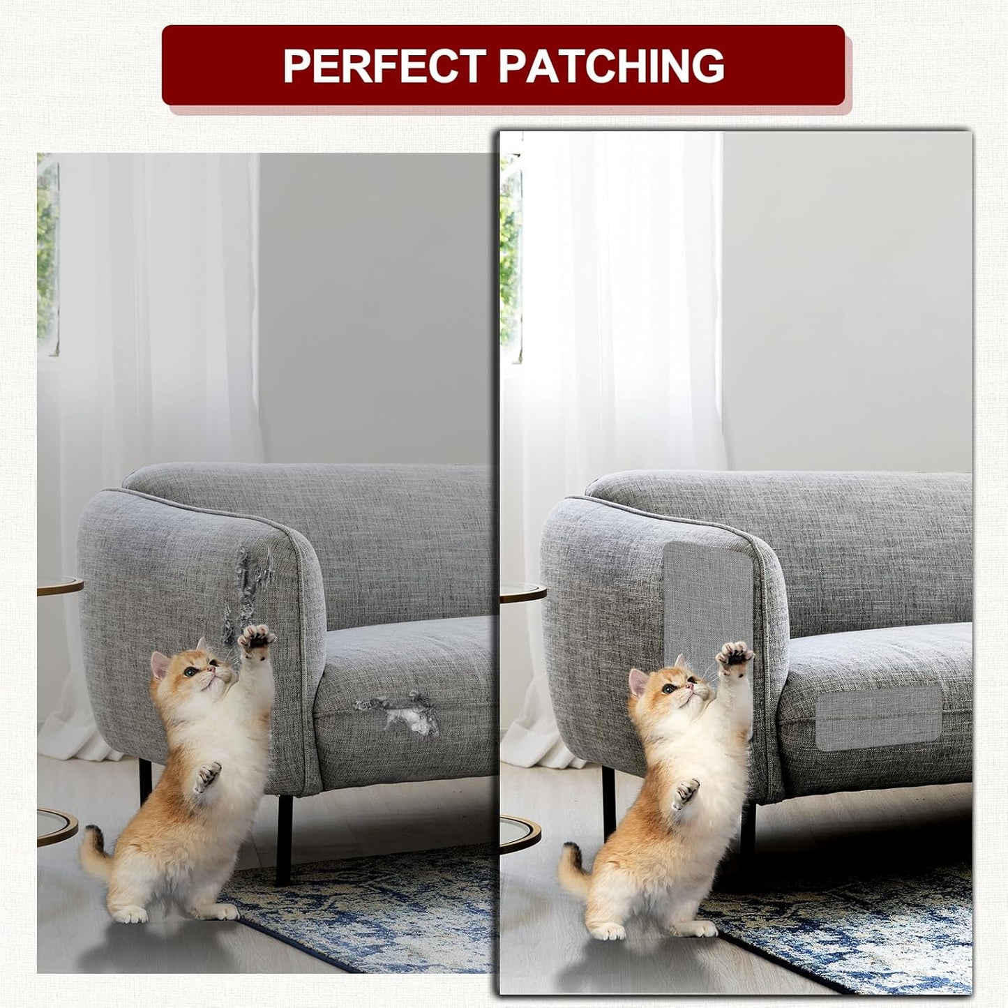 Linen Repair Tape 4x79 inch, Self Adhesive Fabric Patches, Linen Patch Tape Kit, Fabric Repair Tape for Couch Sofas, Headboards, Chairs, Pillows, Curtains, Couches - White