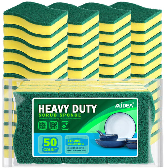 AIDEA Sponges Kitchen, 50-PK Heavy Duty Dish Sponge Kitchen, Scrub Sponges