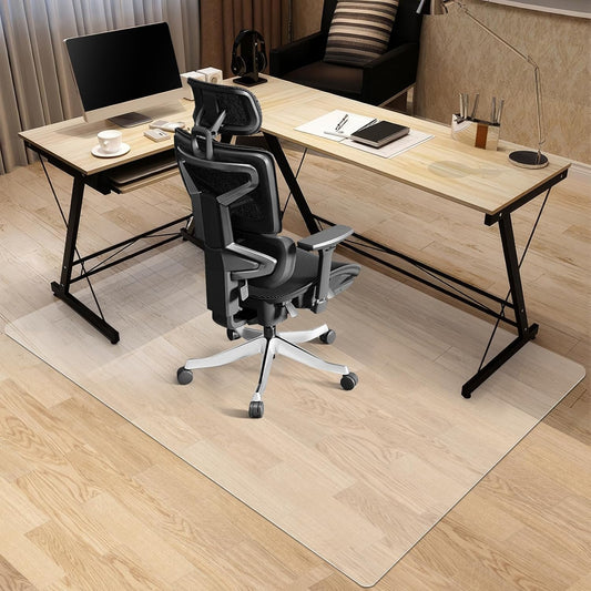 Kuyal Office Chair Mat for Hardwood Floor, 51'' x63'' Rectangle Transparent Desk Thick Durable
