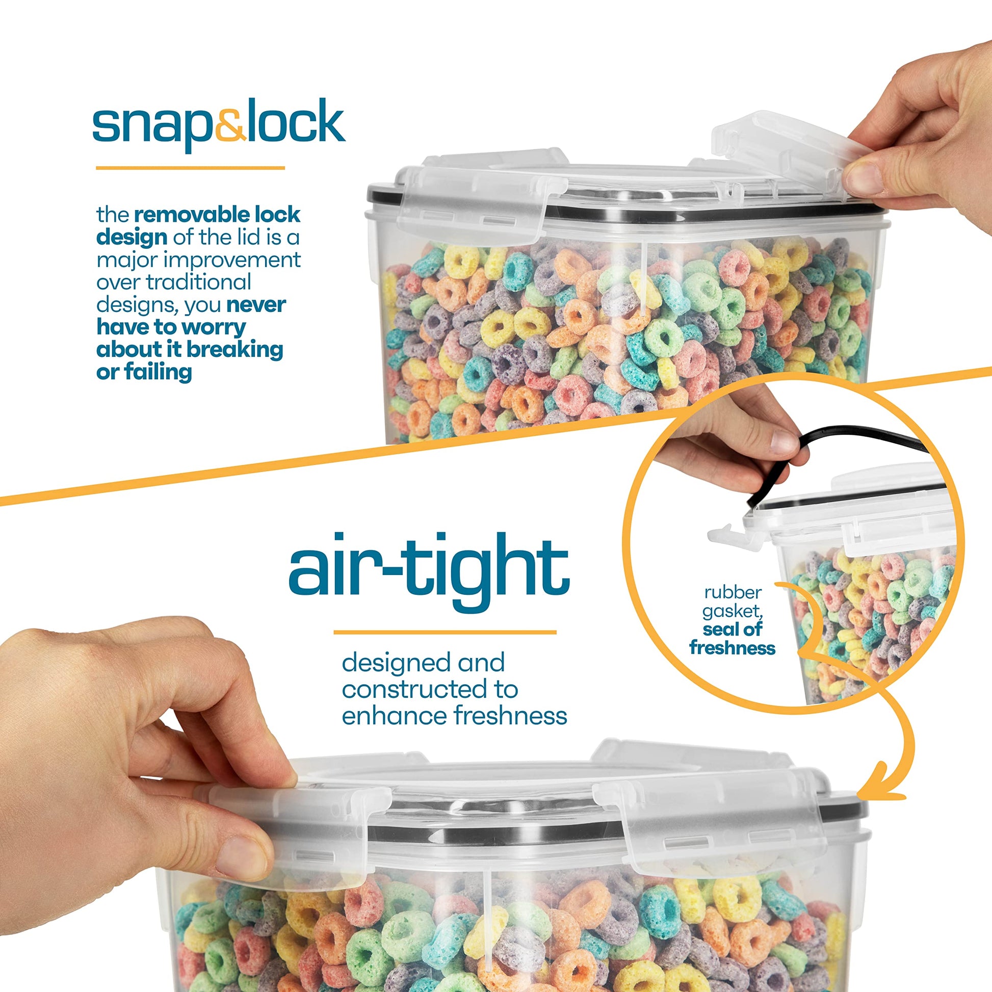 Storeganize Flour Sugar Storage Containers (5.3L/4pk) Great Rice Canisters Sets For The Kitchen