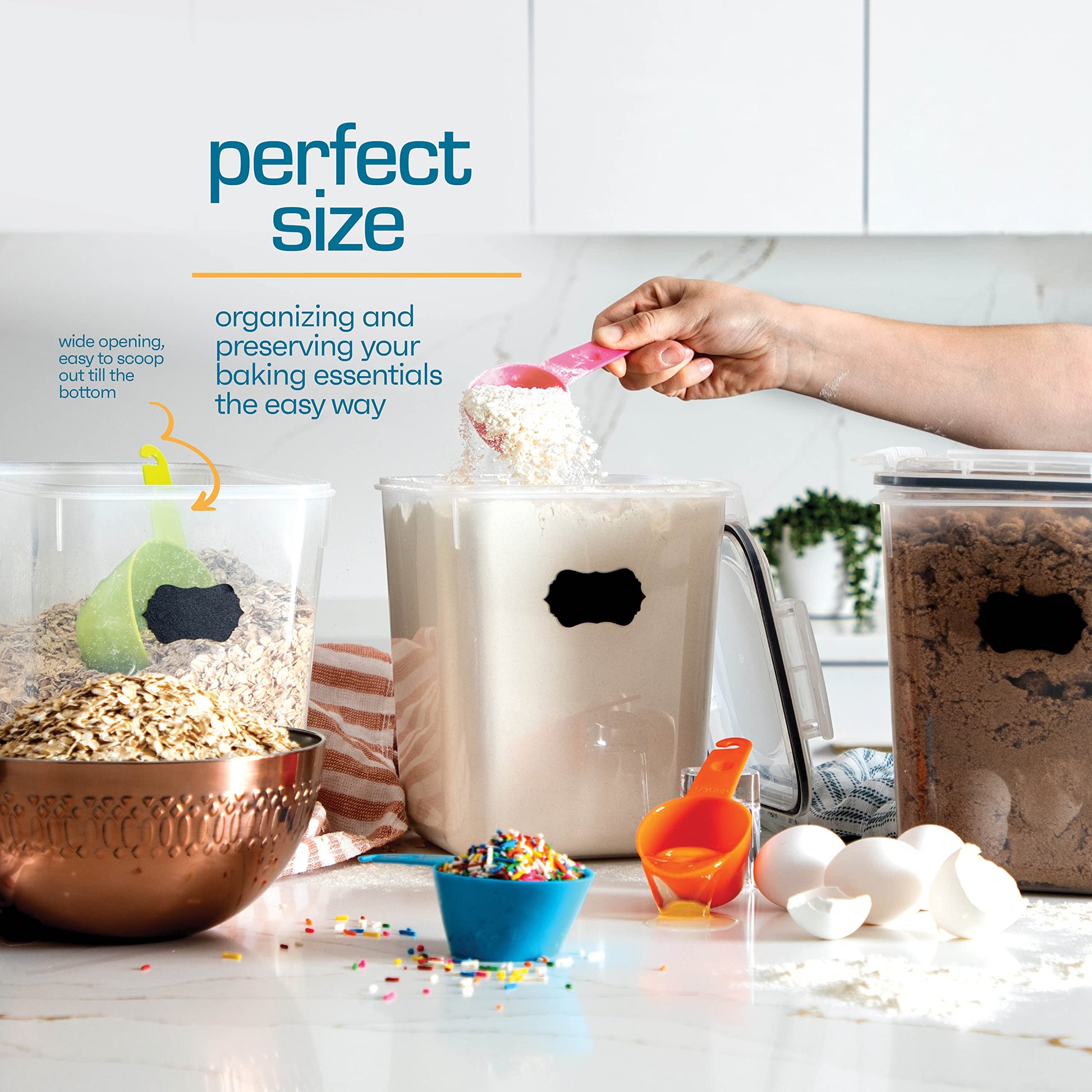 Storeganize Flour Sugar Storage Containers (5.3L/4pk) Great Rice Canisters Sets For The Kitchen