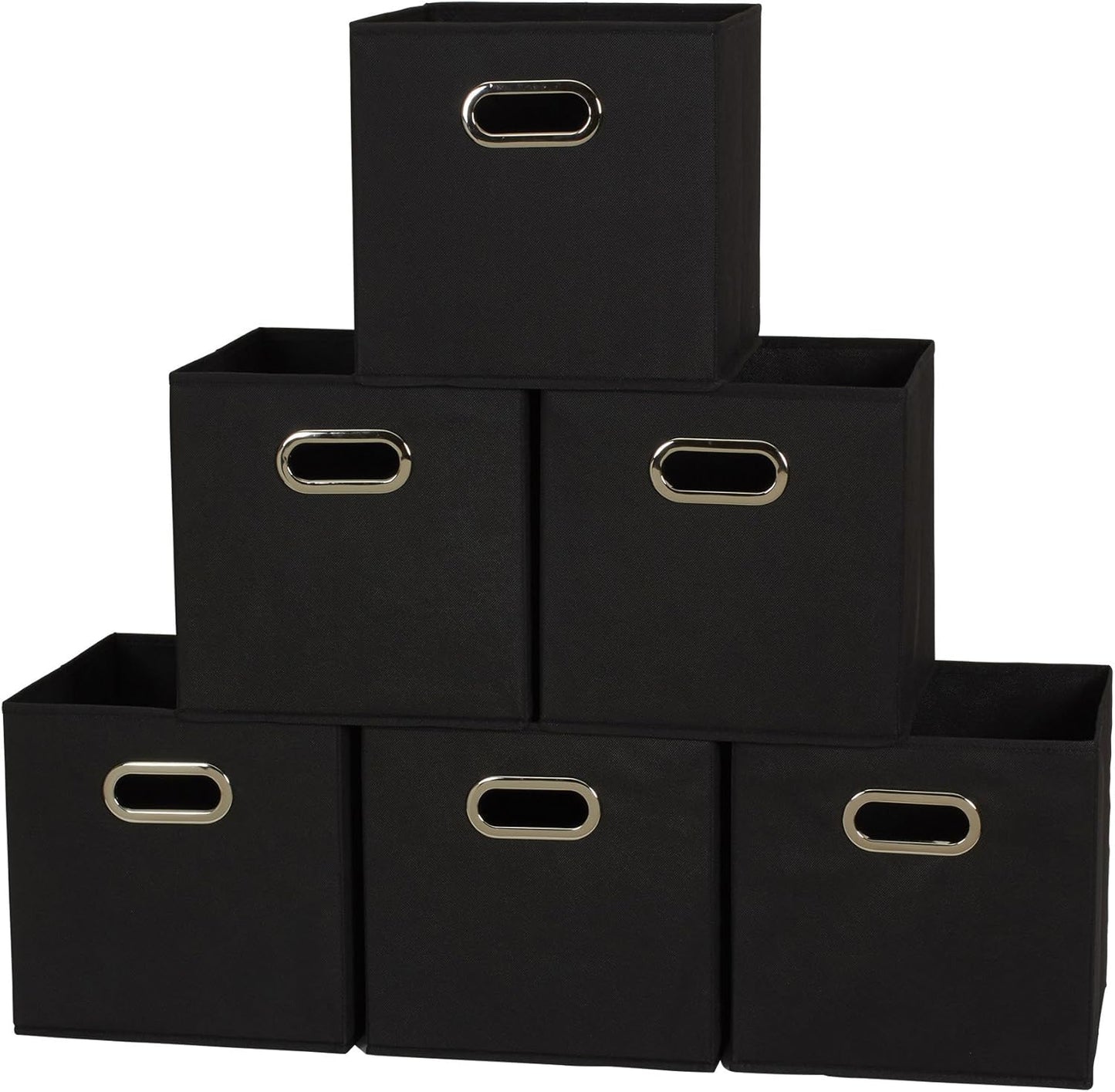 Household Essentials 80-1 Foldable Fabric Storage Bins | Set of 6 Cubby Cubes With Handles | Black