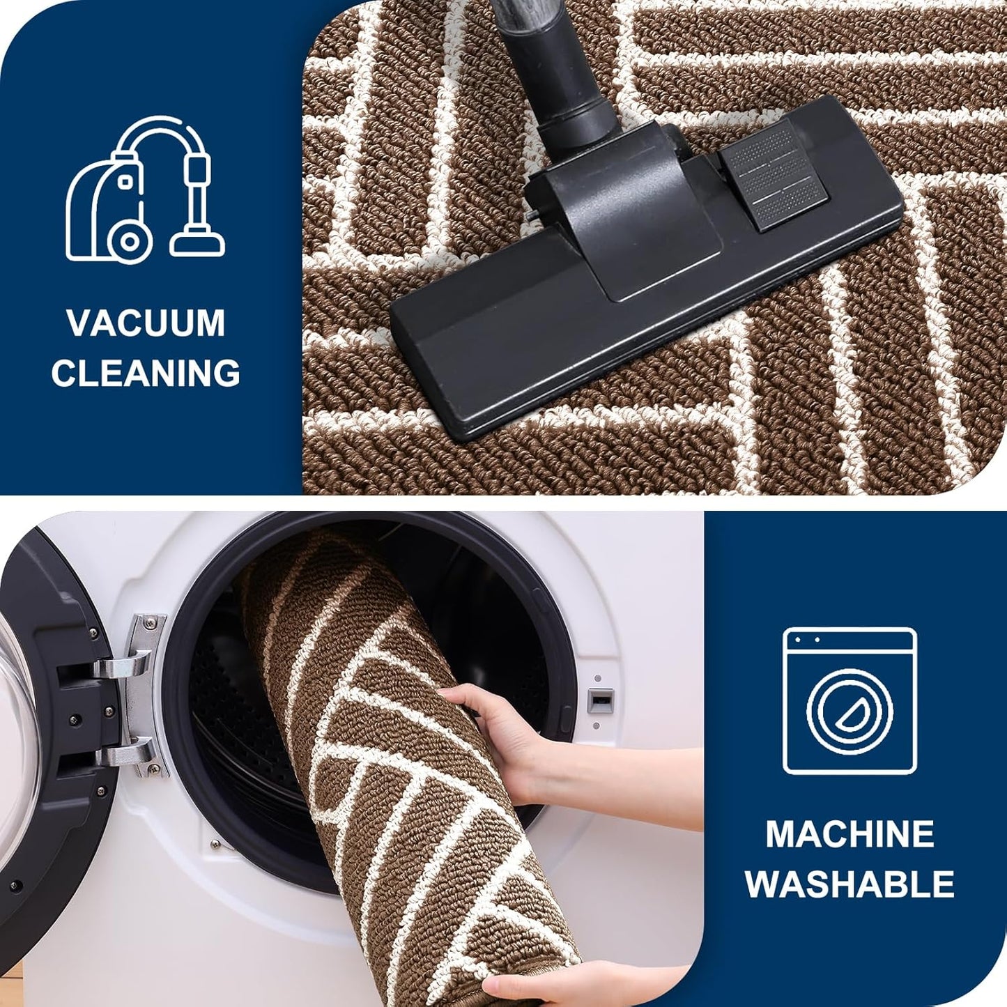 OLANLY Large Indoor Door Mat, 59x35 Inch, Dirt Resistant and Absorbent, Non-Slip Rubber Backing Floor Mats, Easy Clean Low-Profile Doormat for Entryway, Front Door, and Inside Entrance, Coffee