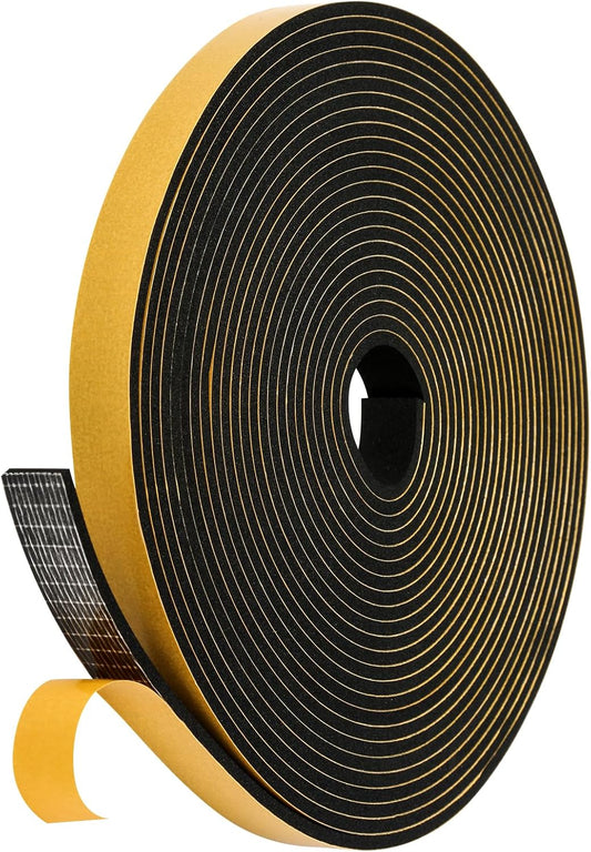 Black Weather Stripping Door Seal Strip (3/5 Inch X 1/8 Inch X 26Feet), Strong Adhesive