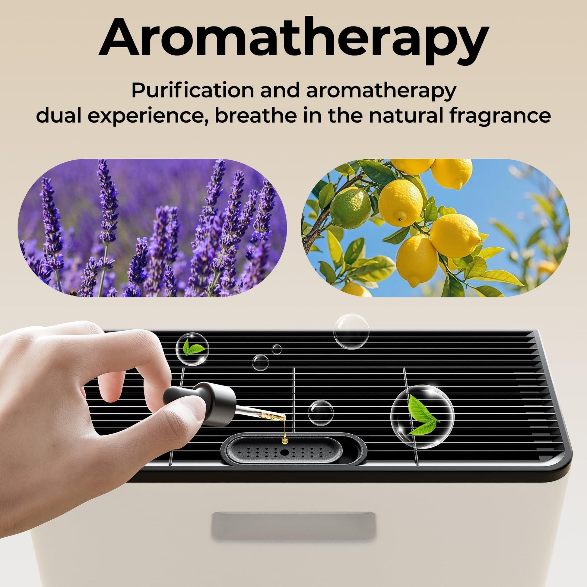 EVALIT Air Purifiers for Home Pets Up to 2200Ft² Pre-Filter Washable, Ivory