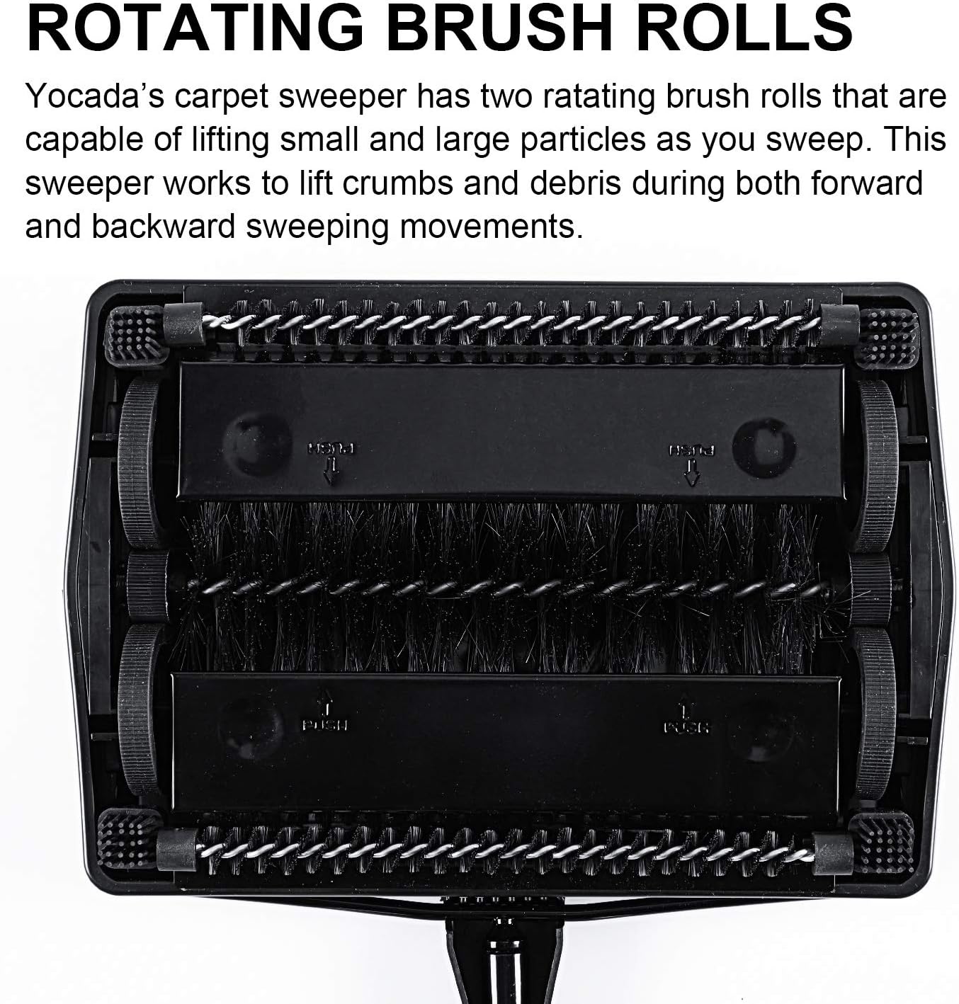 Yocada Carpet Sweeper Cleaner for Home Office Low Carpets Rugs Undercoat Carpets Pet Hair Dust Scraps Paper Small Rubbish Cleaning with a Brush Black