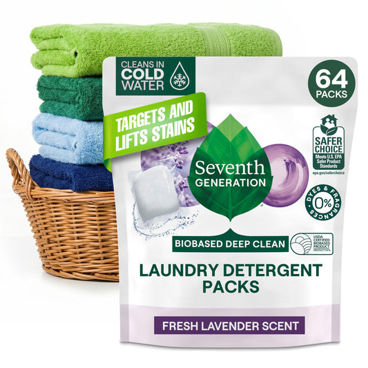 Seventh Generation Laundry Detergent Packs, Lavender, Biobased Deep Clean, EPA Safer Choice