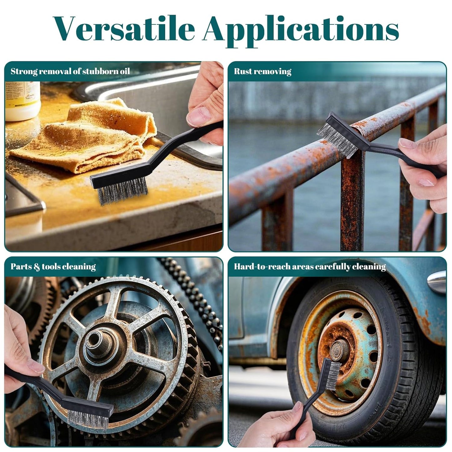 40 Pcs Mini Wire Brush Stainless Steel Brush Set, Curved Handle Masonry Brush Wire Brush for Cleaning Welding Slag and Rust