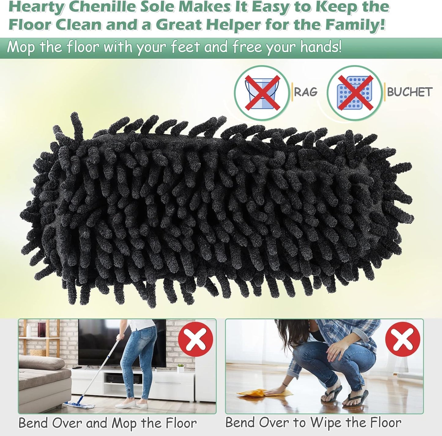 Microfiber Floor Mop Slippers House Dust Cleaning Tool Detachable Washable Shoes for Kitchen House Cleaning (Women 7-10/Men 5-8, Cow pattern)