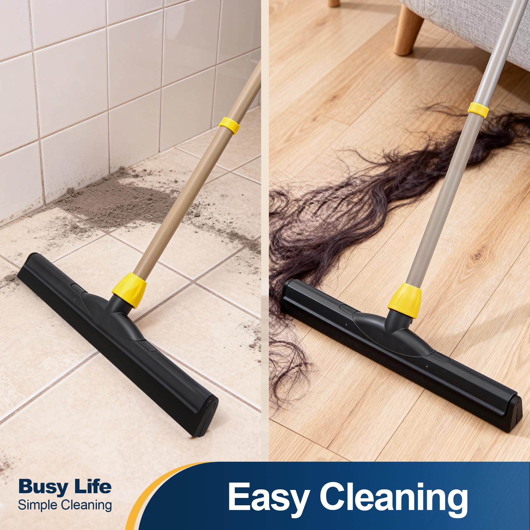 Yocada Floor Squeegee Scrubber Adjustable Telescopic Pole Heavy Duty 54.3"