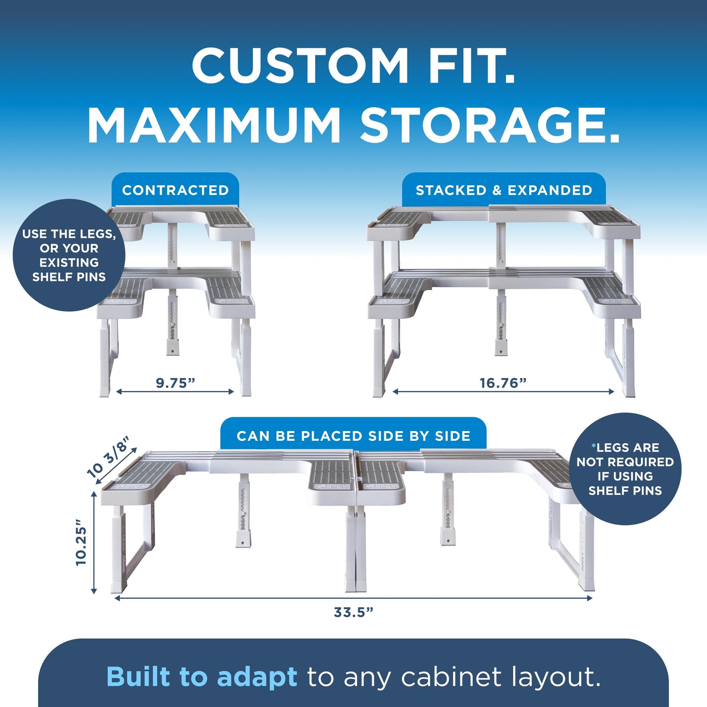 Spicy Shelf 3.0 - Expandable 2 Tiered Spice Rack Organizer for Cabinet & Pantry - Kitchen Seasoning