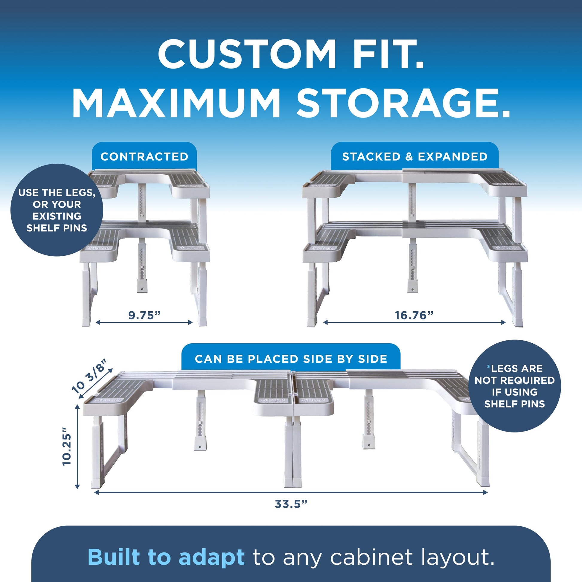 Spicy Shelf 3.0 - Expandable 2 Tiered Spice Rack Organizer for Cabinet & Pantry - Kitchen Seasoning