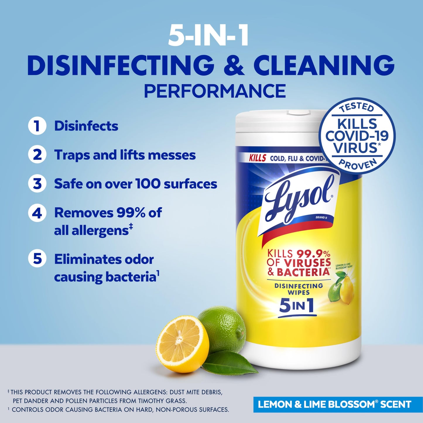 Lysol Disinfecting Wipes, Multi-Surface Cleaner, Lemon, 80 ct. (4 Pack)